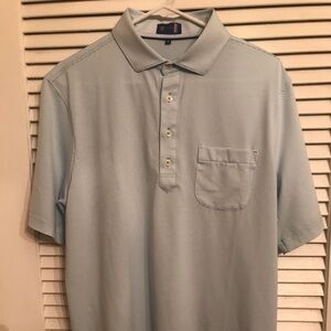 Mens Stitch Blue/White Golf Polo Shirt Logo M